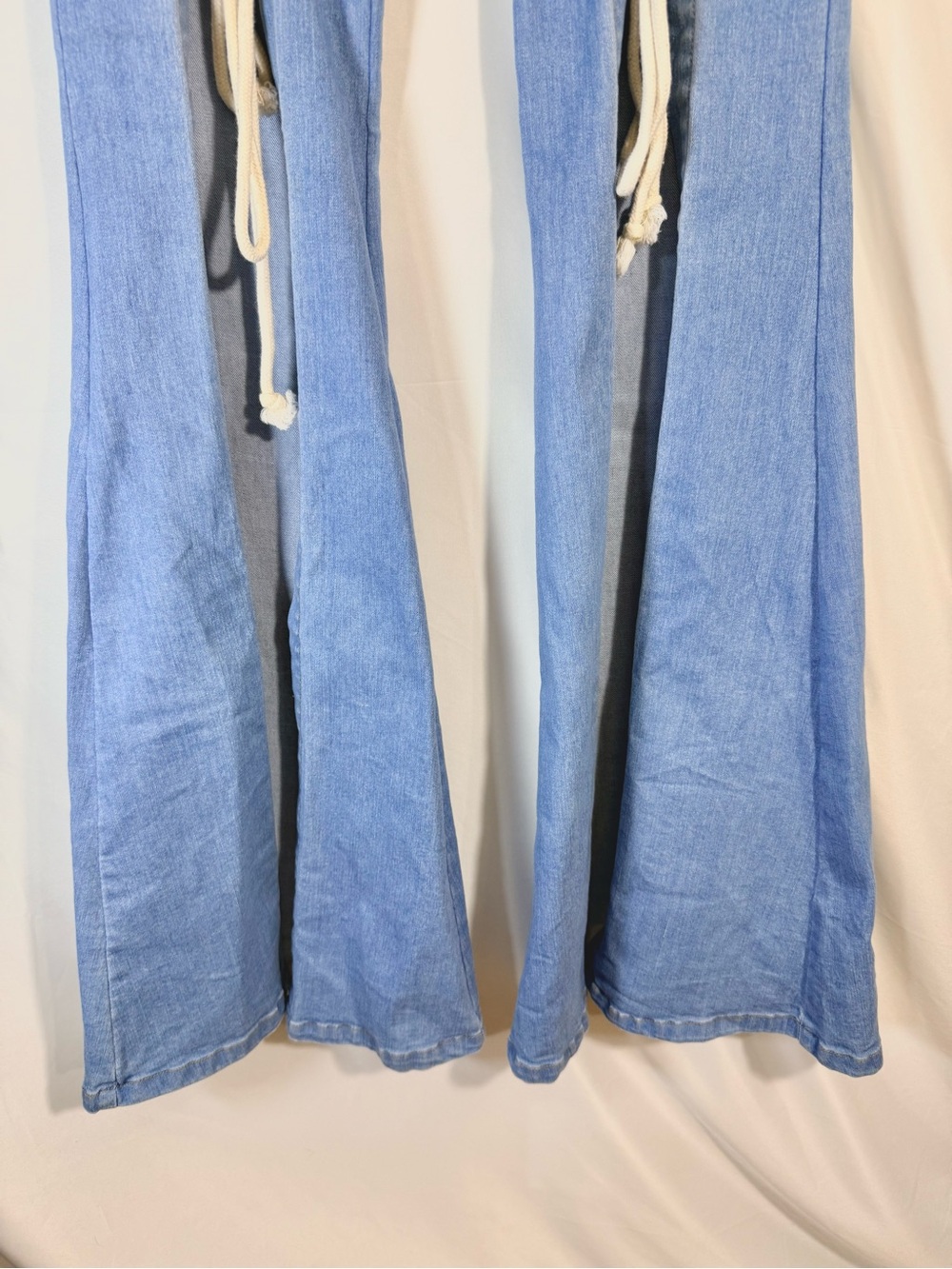 LABIJOU Lace Up Cutout Super Flare Boho Festival Bell Bottom Jeans Size Small - Picture 3 of 11